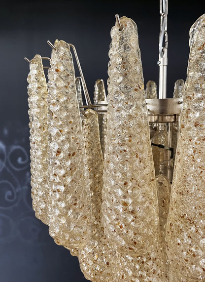 Murano lysekrone | Dråber | 52 glas | Rav/gul