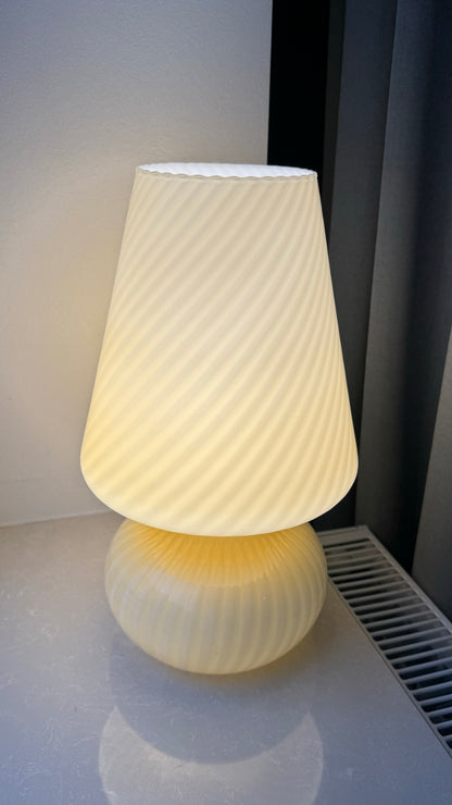 Vintage Murano mushroom in yellow swirl, 40 cm