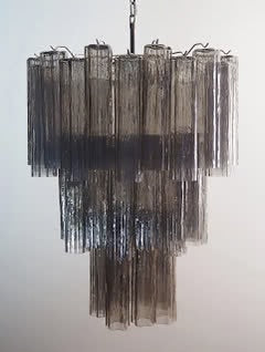 Murano Chandelier | Tuber | 48 Glass Pieces | Smoke-colored Glass