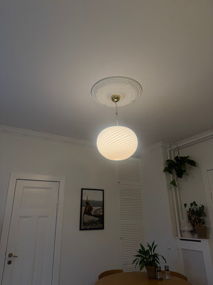 Stor, hvid vintage Murano pendel, 42 cm