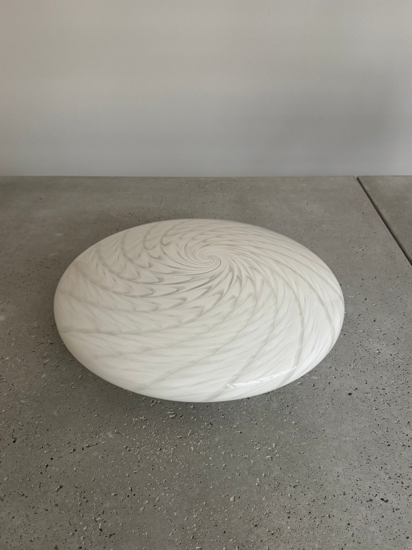 White vintage Murano ceiling lamp with peacock swirl, 40 cm