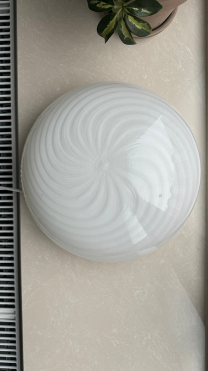 Murano ceiling lamp in classic white swirl, 30 cm