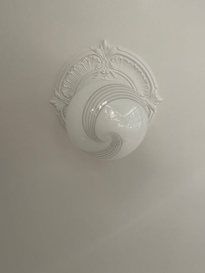 Murano pendant lamp oval and in classic white 6-swirl, 44 cm