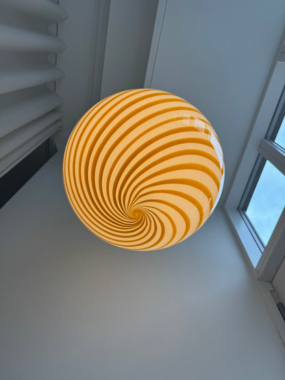 Stor Murano candy pendel i gul swirl, 40 cm
