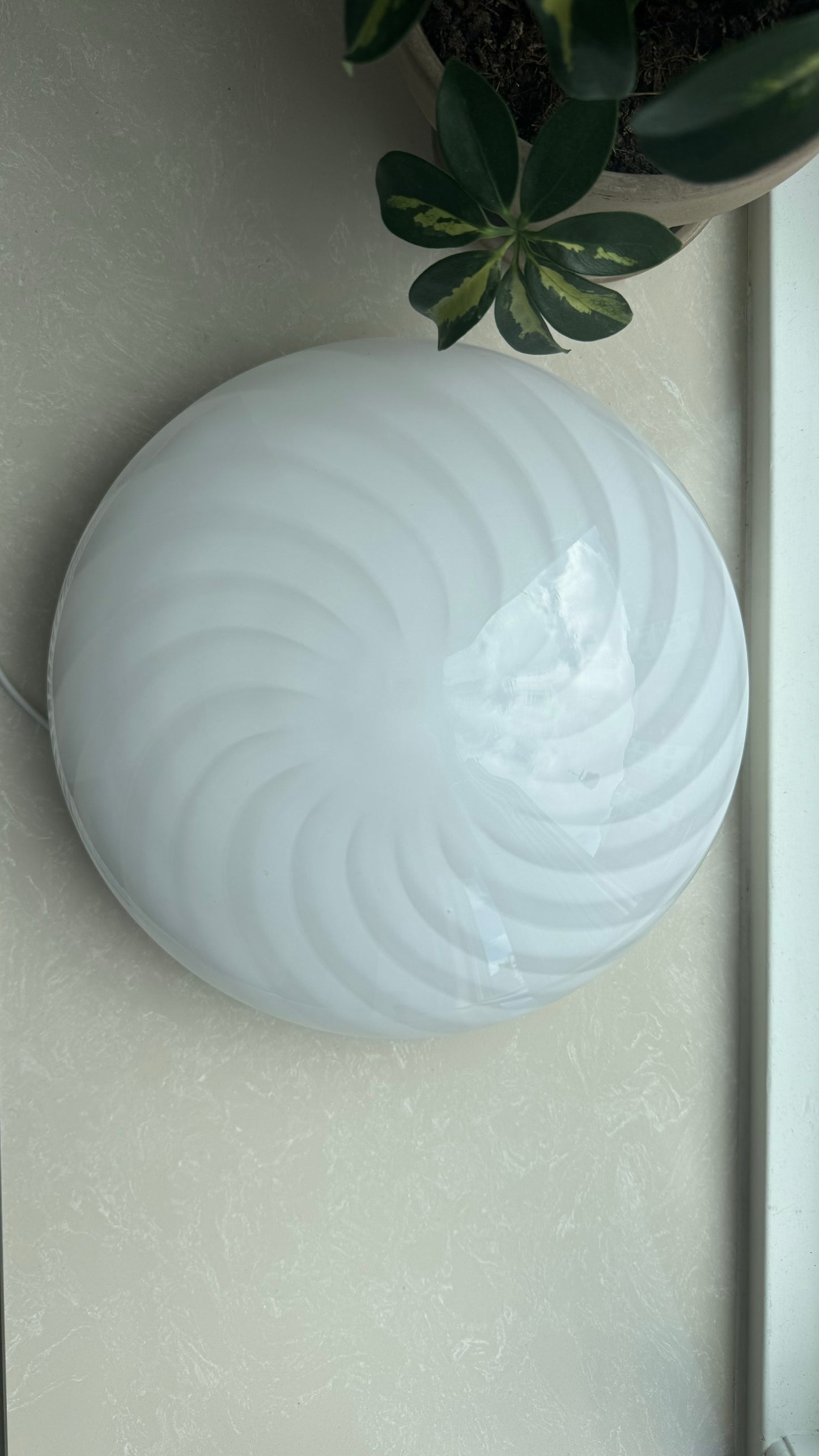 Murano plafond i klassisk hvid swirl, 30 cm