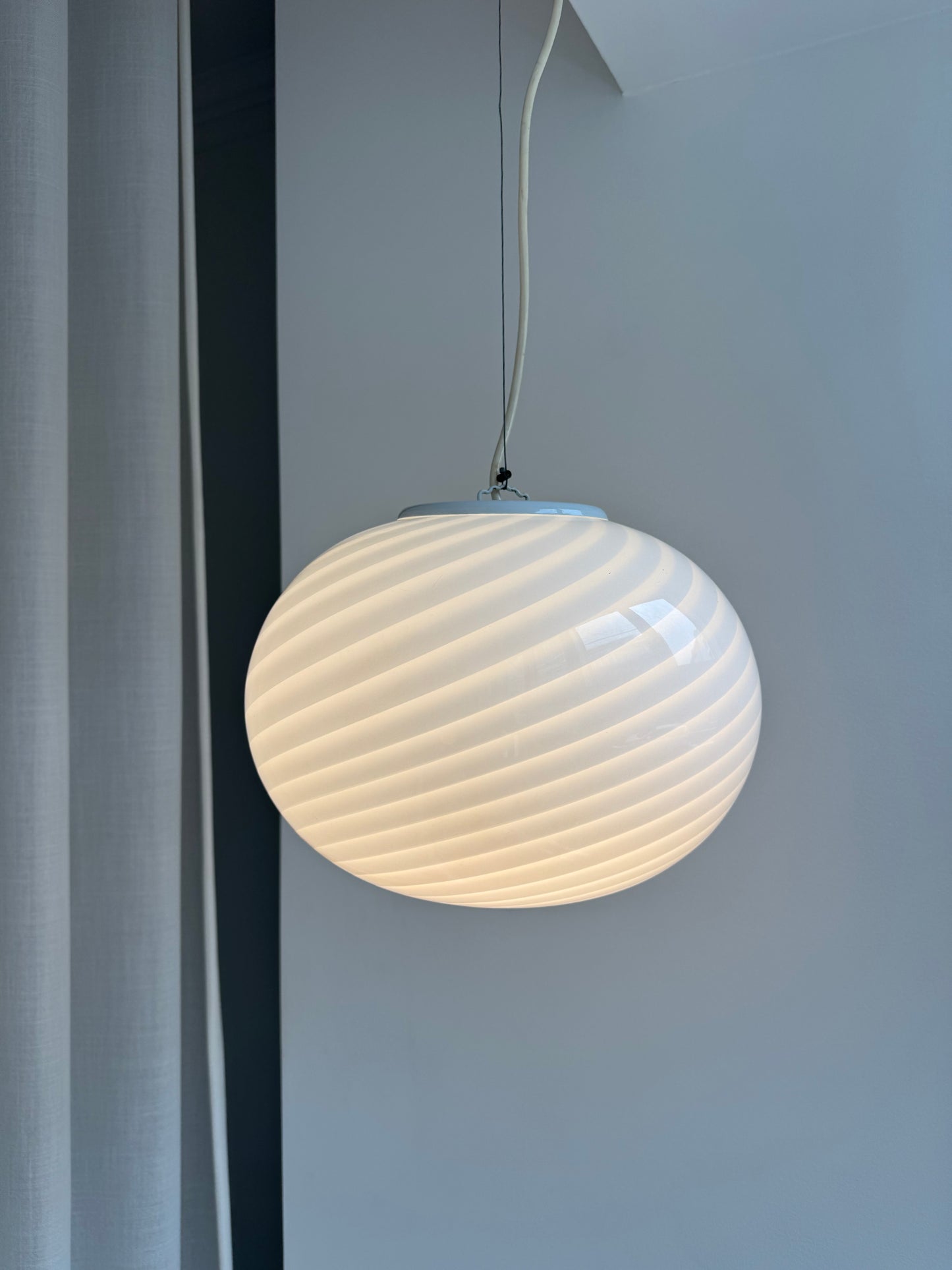 Klassisk hvid Murano pendel, 37 cm