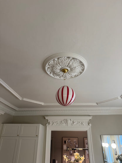 Murano candy pendant red/white swirl, 30 cm