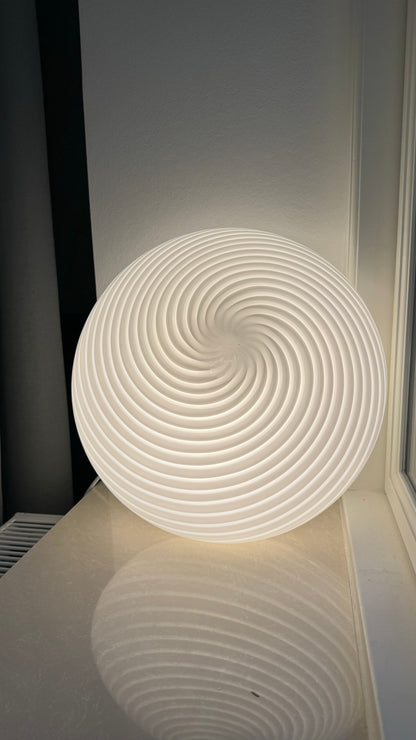 Vintage Murano ceiling lamp with white classic swirl, 38 cm