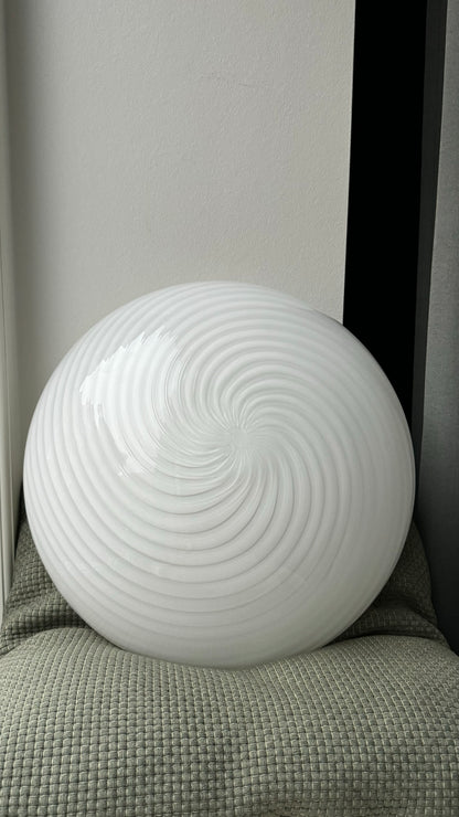 Murano ceiling lamp in classic white swirl, 38cm