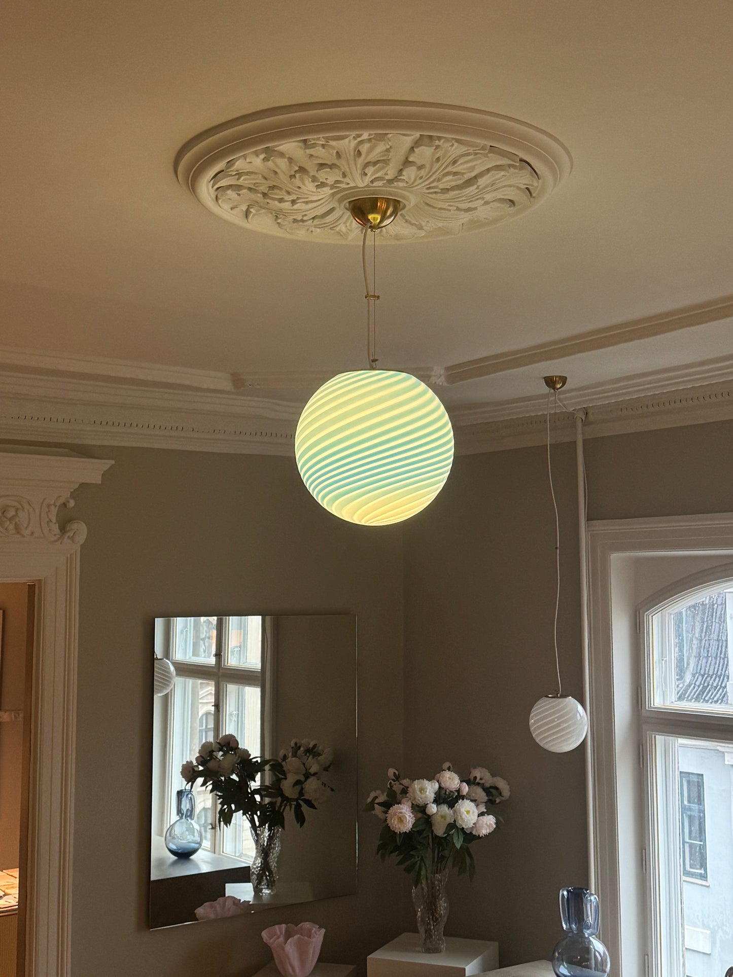 Blå Murano loftlampe, 30 cm
