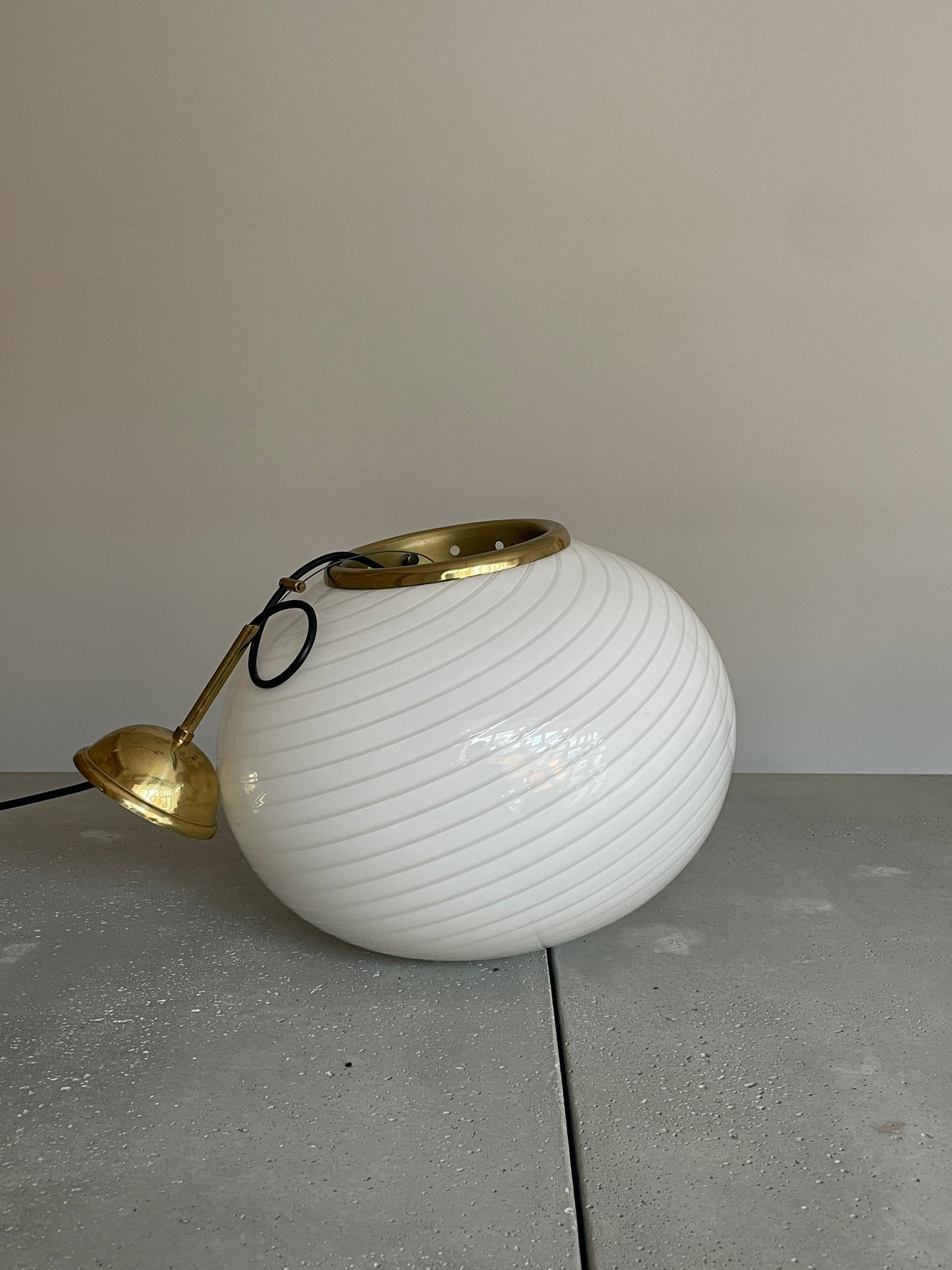 Vintage Murano pendel med hvid swirl, 40 cm