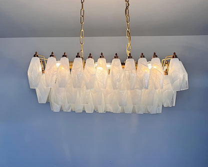 Murano lysekrone | Poliedri | 84 glas | Hvid alabaster