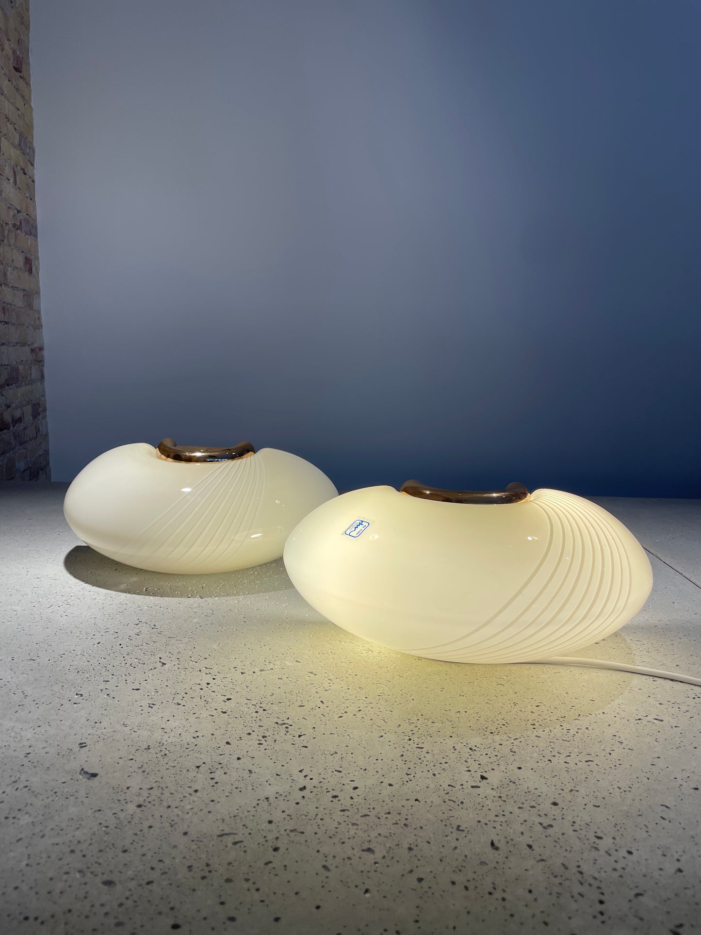 Large cream-colored vintage Murano wall lamps (one set)