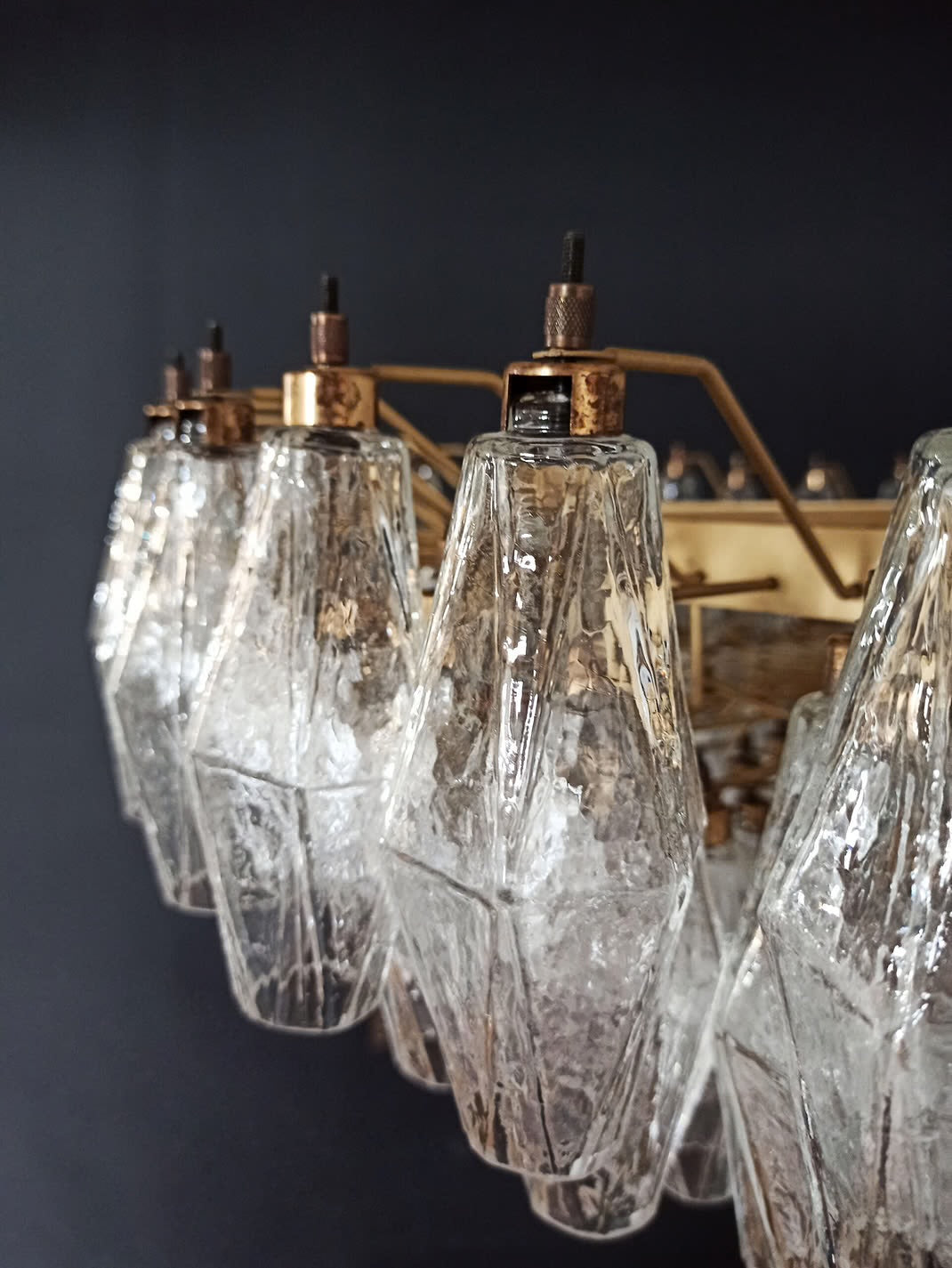 Murano lysekrone | Poliedri | 185 glas | Klart glas
