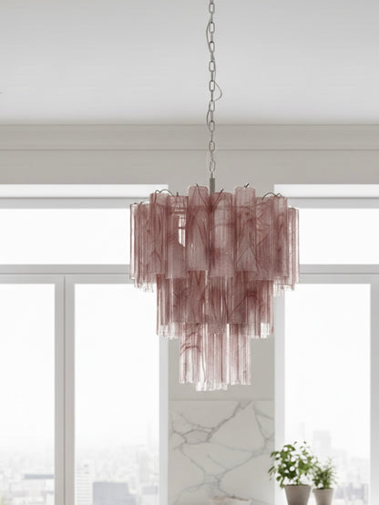 Murano chandelier | Tuber | 48 glass | Pink alabaster glass 
