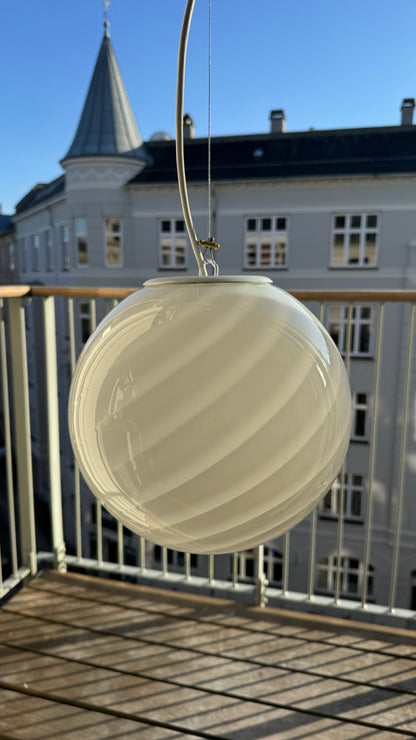 White vintage Murano pendant lamp, 25 cm