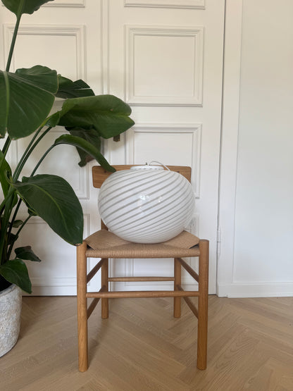 Classic vintage Murano pendant lamp with white swirl, 41 cm