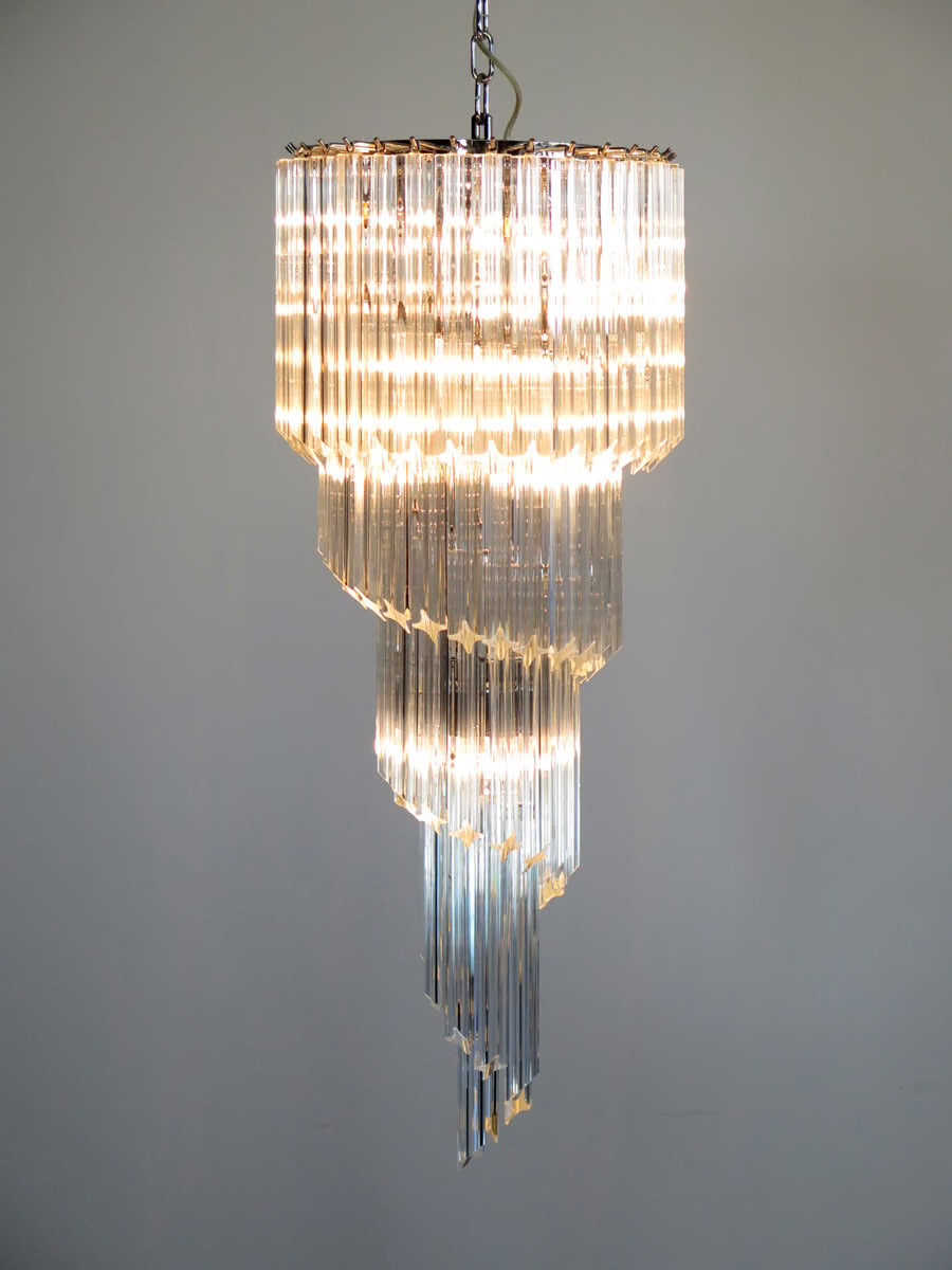 Murano Chandelier | Prisms | 86 Glasses | Clear Glass