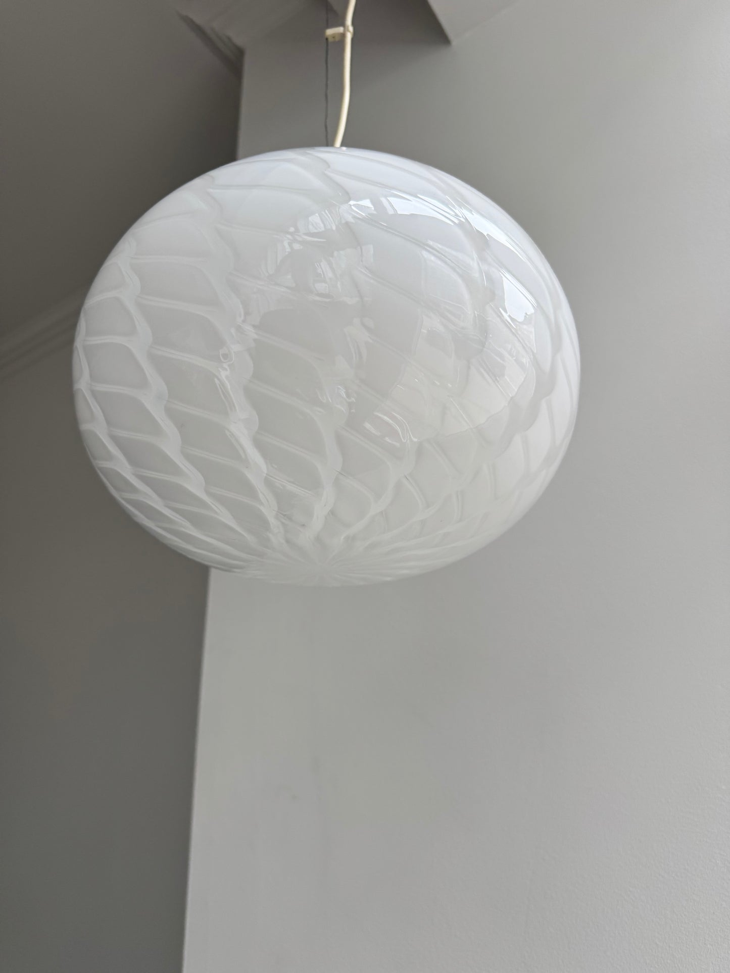 Vintage peacock Murano pendel m. indgravering, 30 cm