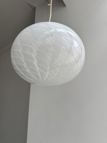 Vintage peacock Murano pendel m. indgravering, 30 cm