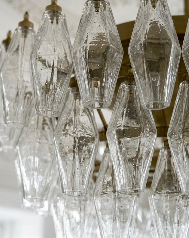 Murano Chandelier | Poliedri | 84 Glasses | Clear Glass