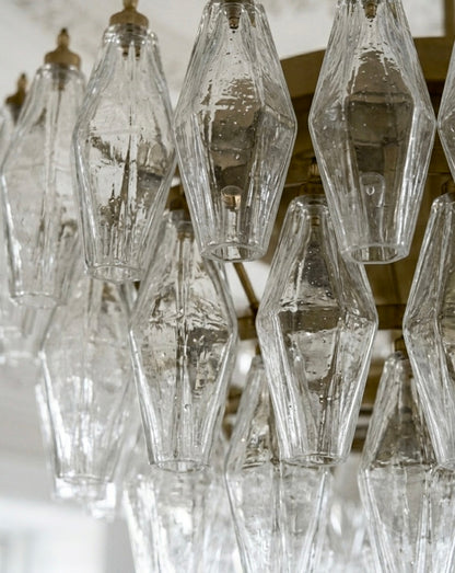 Murano Chandelier | Poliedri | 84 Glasses | Clear Glass