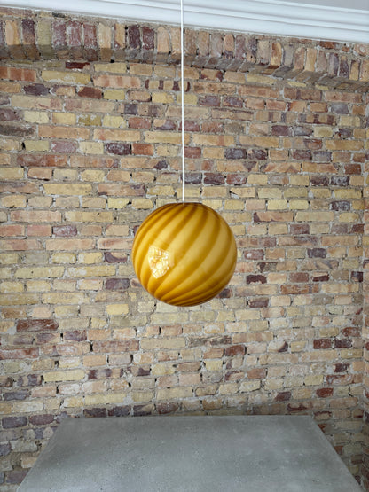 Murano pendant lamp with amber/dark yellow swirl, 30 cm