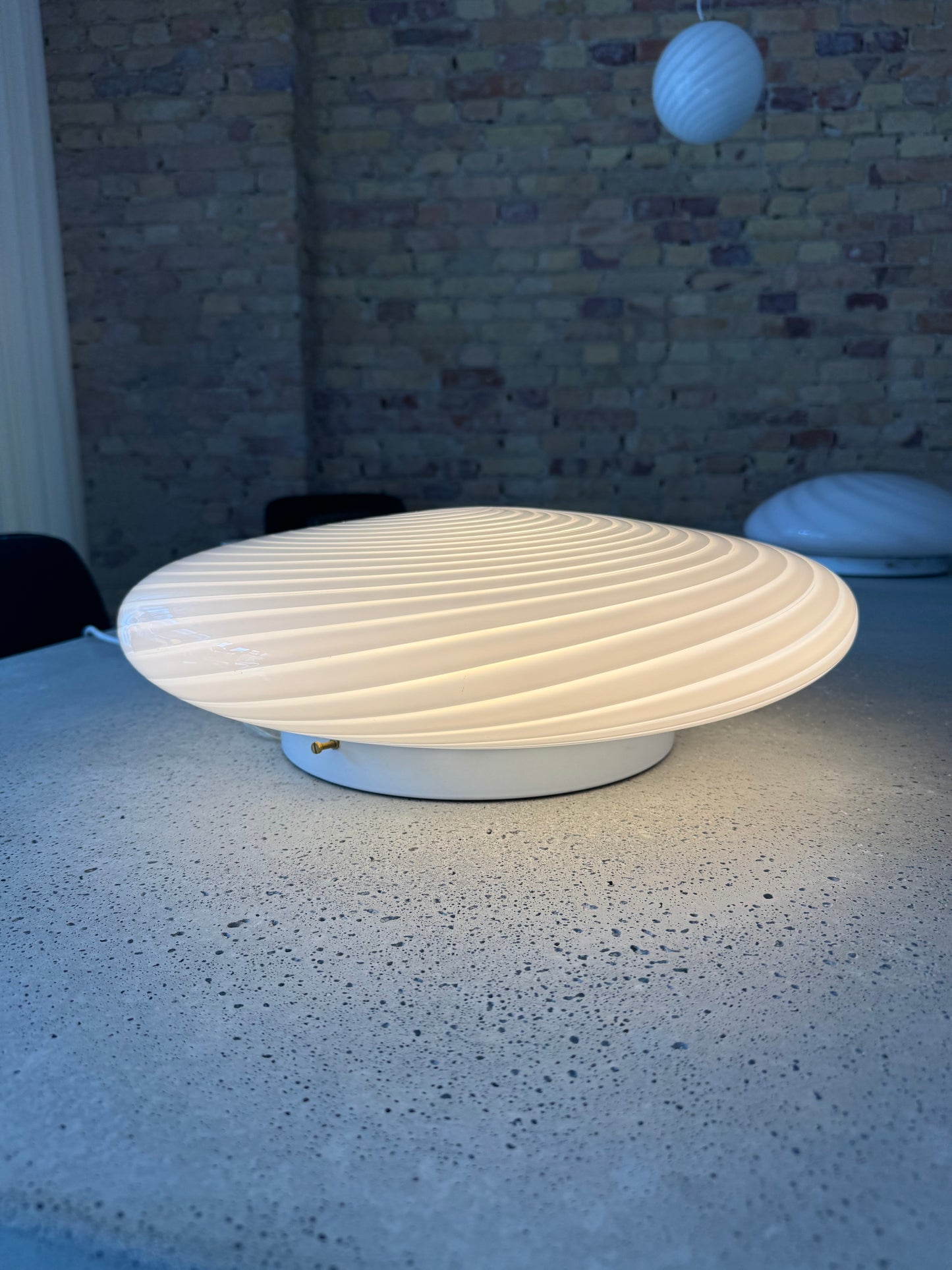 Kæmpe vintage Murano plafond lampe m. indgravering, 45 cm