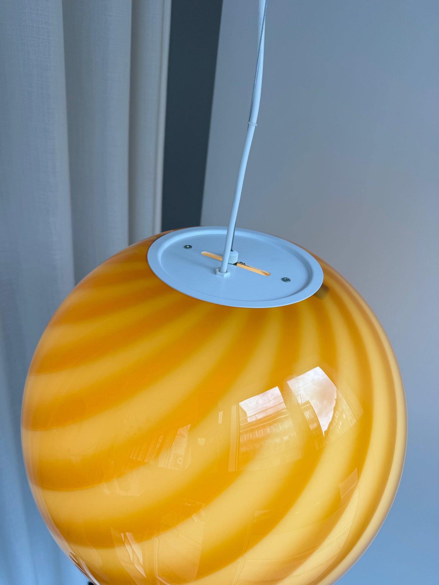 Rav/mørkegul Murano swirl pendel, 40 cm