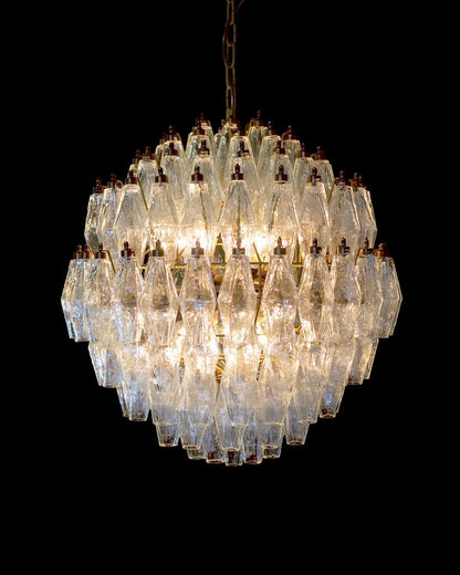 Murano lysekrone | Poliedri | 140 glas | Klar
