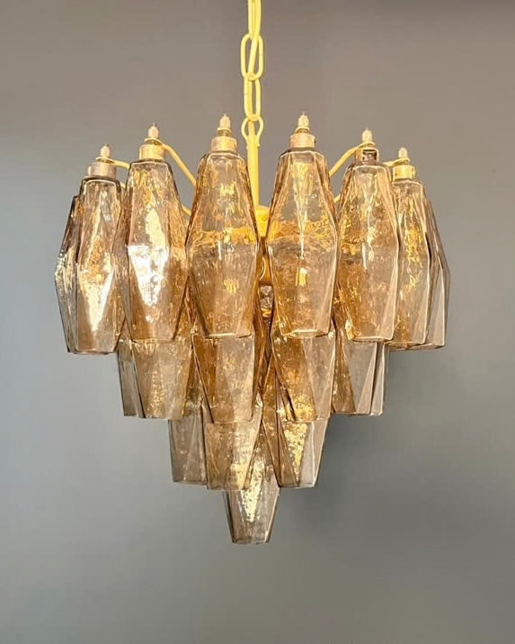 Murano lysekrone | Poliedri | 32 glas | Smoked