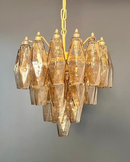 Murano lysekrone | Poliedri | 32 glas | Smoked