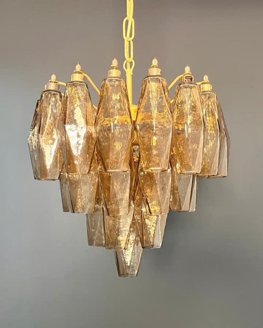 Murano lysekrone | Poliedri | 32 glas | Smoked
