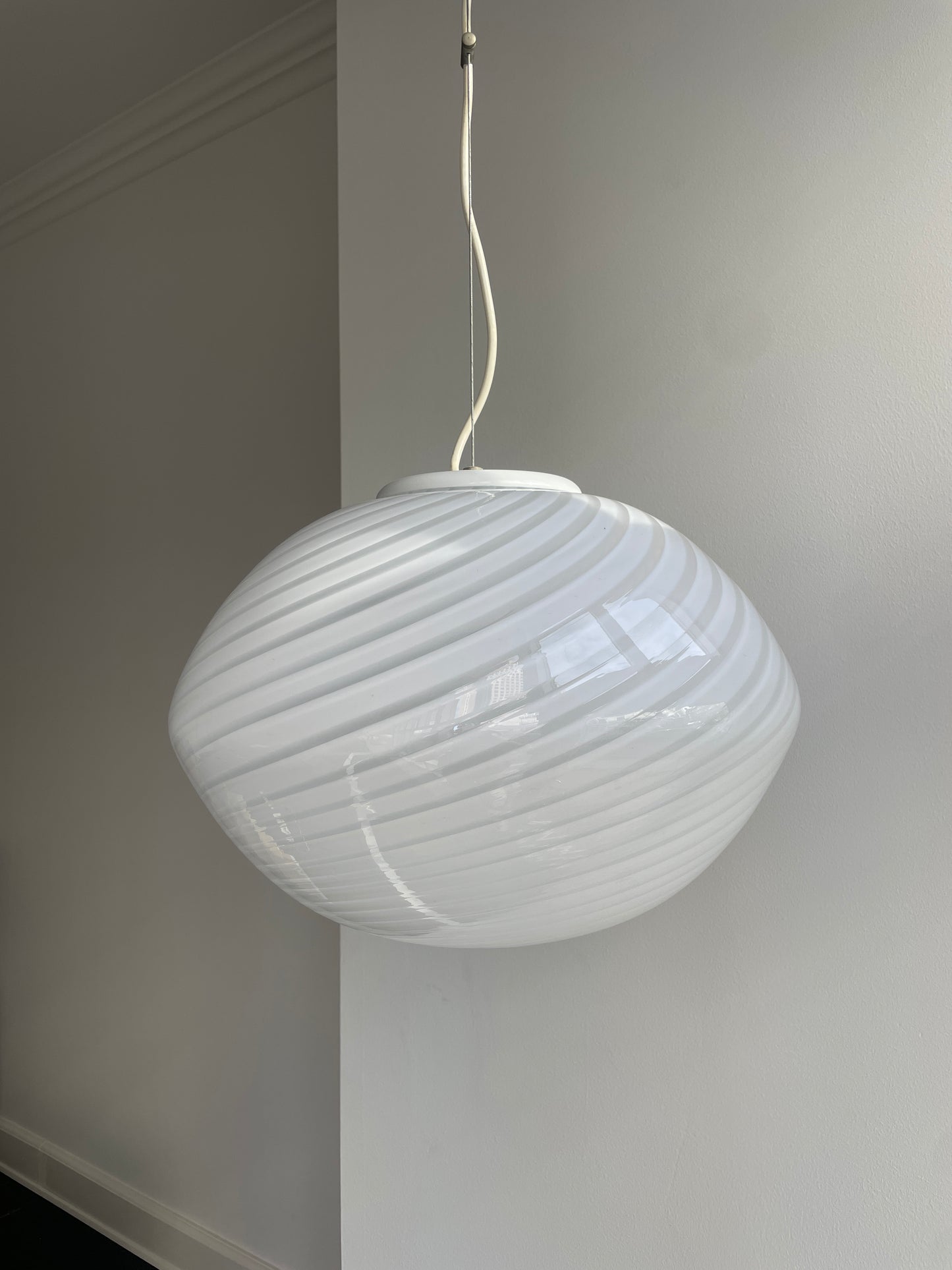 Hvid vintage Murano pendel, 40 cm