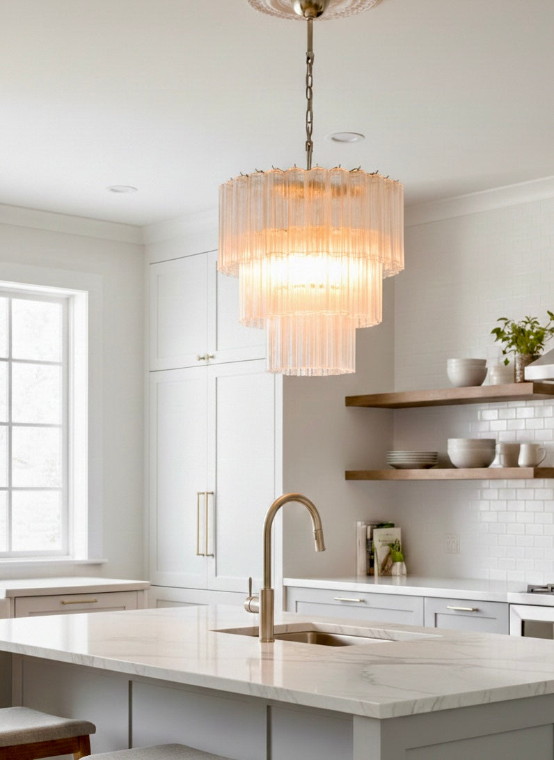 Murano lysekrone | Tuber | 52 glas | Klart glas