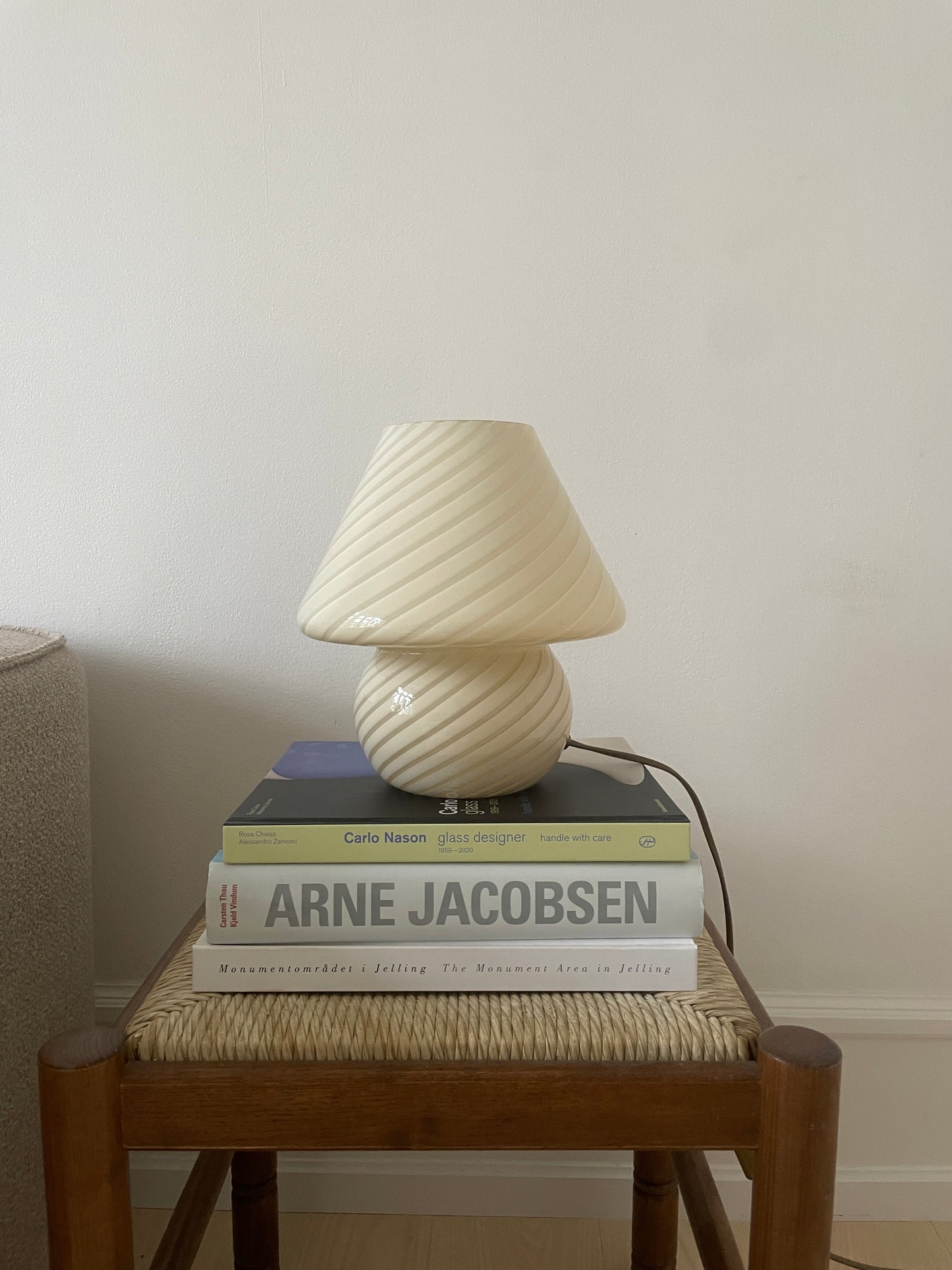 Murano mushroom med creme swirl, 26 cm