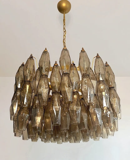 Murano chandelier | Poliedri | 107 glass | Smoked