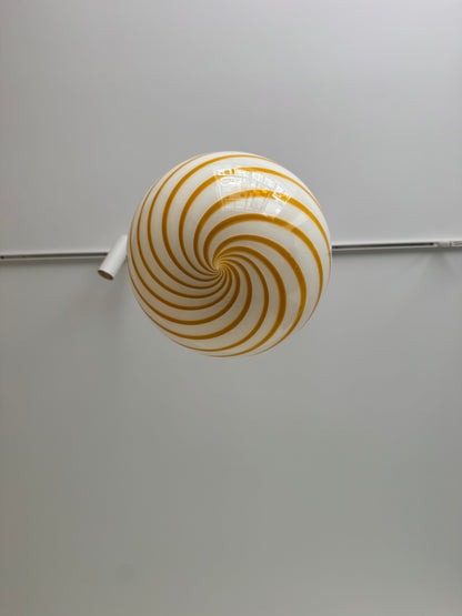Gul solero swirl candy Murano pendel, 30 cm