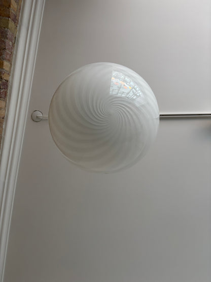 White Murano swirl pendant, 30 cm