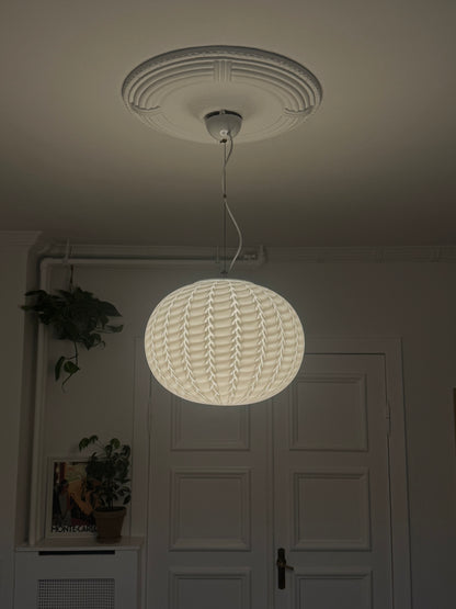 Vintage Murano pendant with peacock swirl, 43 cm