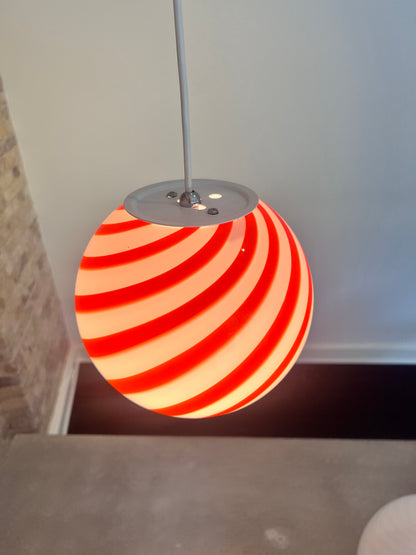 Red swirl Murano pendant lamp, 20 cm