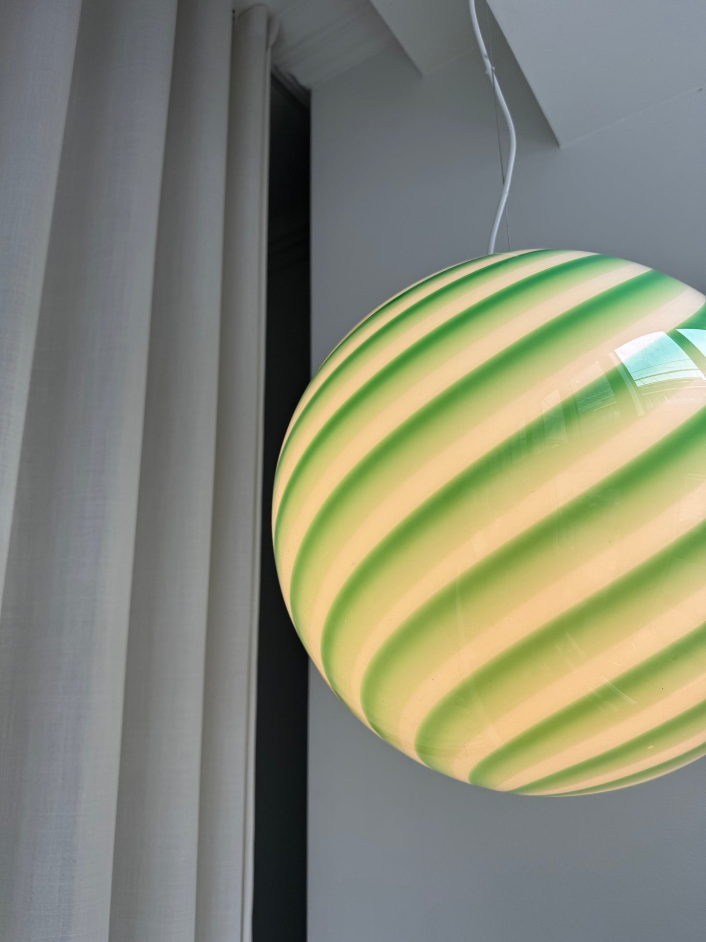 Green Murano candy ceiling lamp, 40 cm