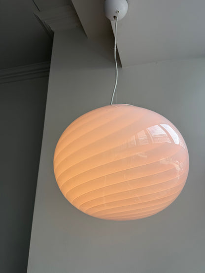 Oval pink candy Murano pendant lamp, 40 cm