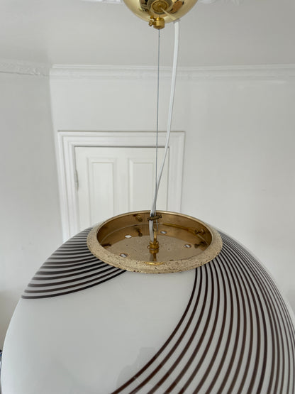 Vintage Murano pendant lamp with brown swirl, 45 cm