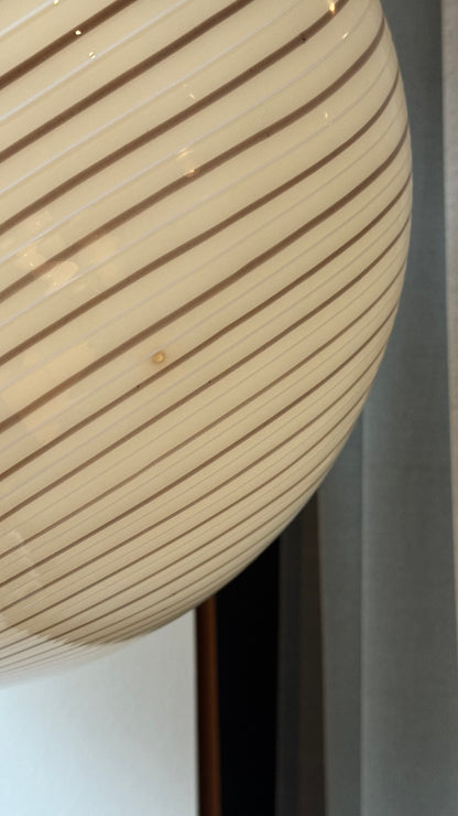 Vintage Murano cream pendant with brown swirl, 40 cm