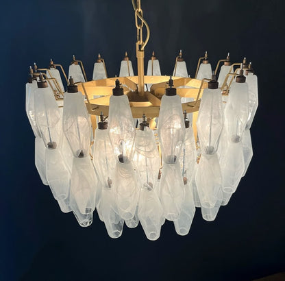 Murano lysekrone | Poliedri | 107 glas | Hvid alabaster