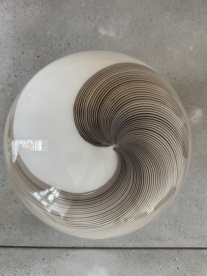 Stor vintage Murano pendel m. brun swirl, 40 cm