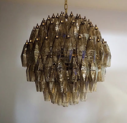 Murano chandelier | Poliedri | 140 glass | Smoked