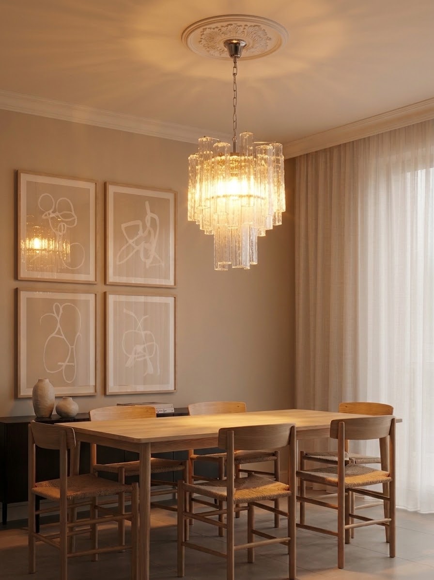 Murano chandelier | Tuber | 30 glass | Clear glass