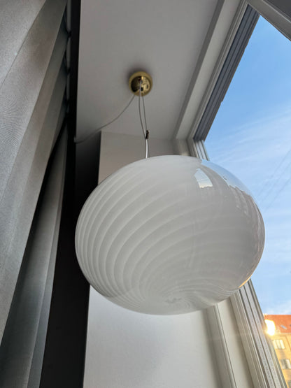 Classic white vintage Murano pendant lamp, 40 cm
